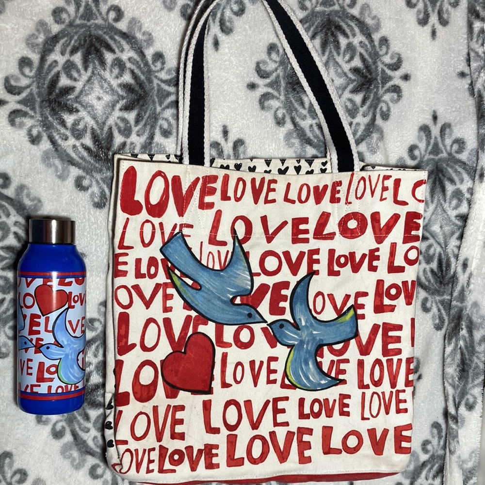 Brighton Large Canvas Tote Bag “On the Wings of Doves” & BONUS Water Bottle❤️